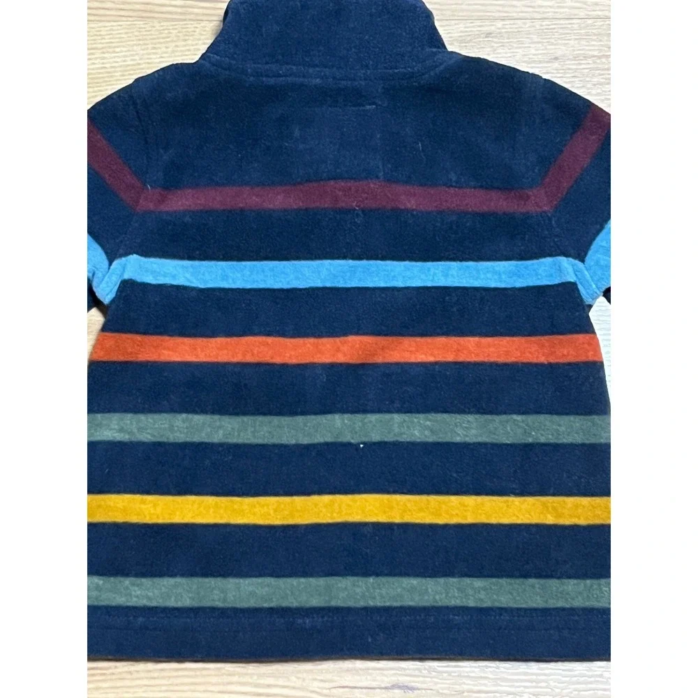 OshKosh B'gosh Fleece Jacket Kids 9M Navy Blue Striped Zip Up Sweater Mock Neck